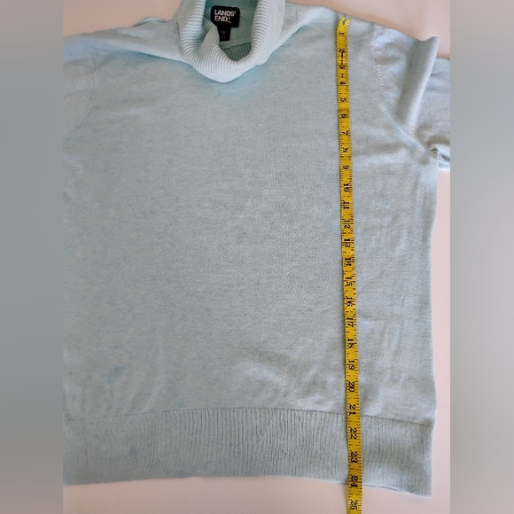 Lands' End Lightweight Cotton Turtleneck Sweater Tiffany Blue Classic Size XL - Picture 13 of 14